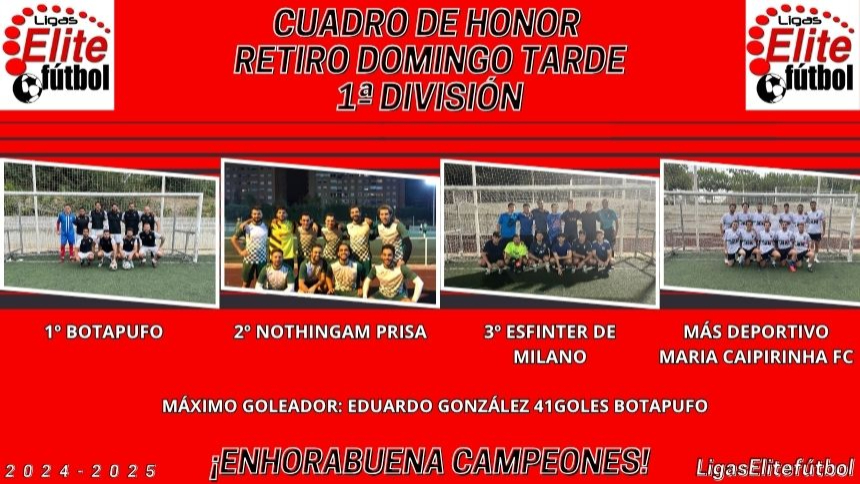 CUADRO DE HONOR. RETIRO DOMINGO TARDE 1ª DIVISIÓN
